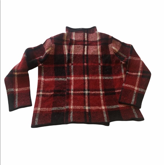 Joseph A. Red Plaid Open Front Cardigan Sweater - Picture 6 of 15